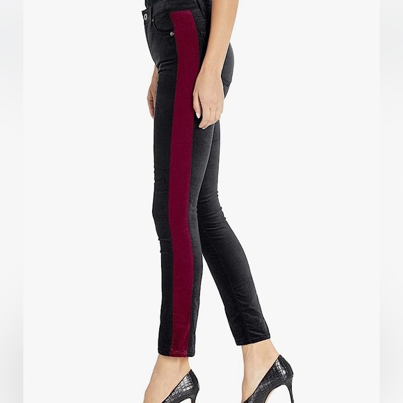 (B22) AG Adriano Goldschmied Mari Tuxedo Stripe Super Black pants, Size 28 NWT - Picture 15 of 16